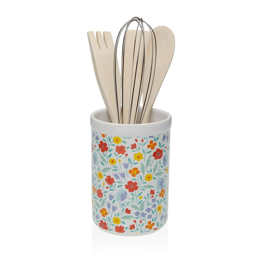 Pot for Kitchen Utensils Versa Flandes Ceramic Dolomite 10 x 15 x 10 cm-0