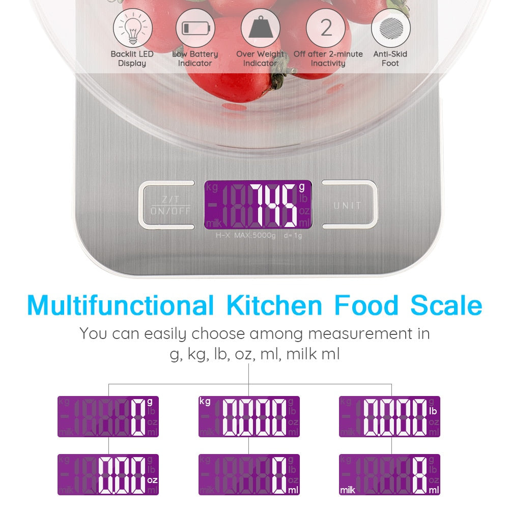 Stainless Steel Digital USB Kitchen Scales 10kg/5kg Electronic Precision postal Food Diet scale for Cooking Baking Measure Tools-4